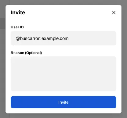 Invitation dialog