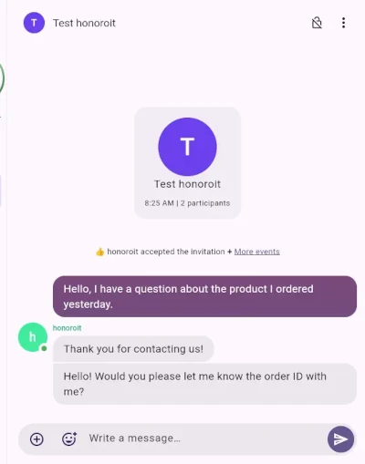 Greeting message by the bot