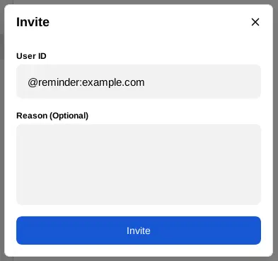 Invitation dialog