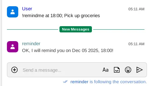 Example one-off reminder