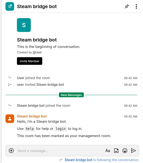 Confirmation message on the room