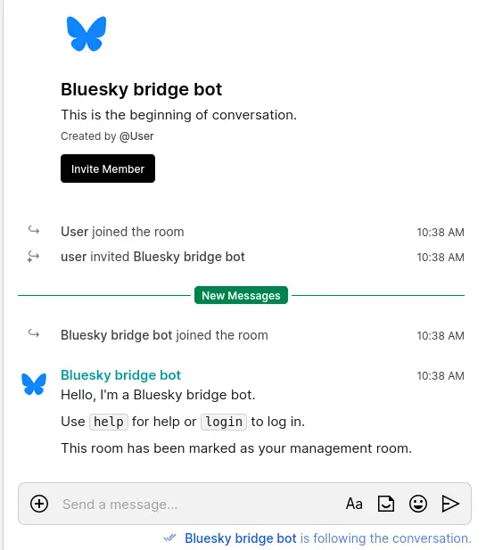 Confirmation message on the room
