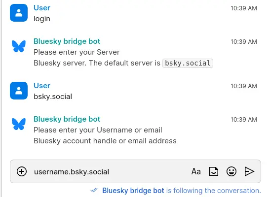 Sending the handle for logging in