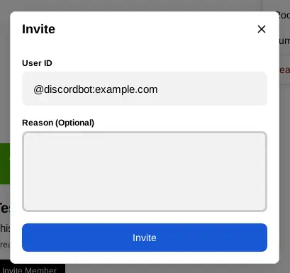 Invitation dialog to create a management room