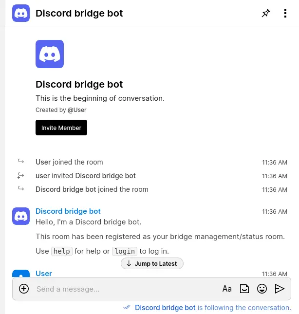 Confirmation message on the room