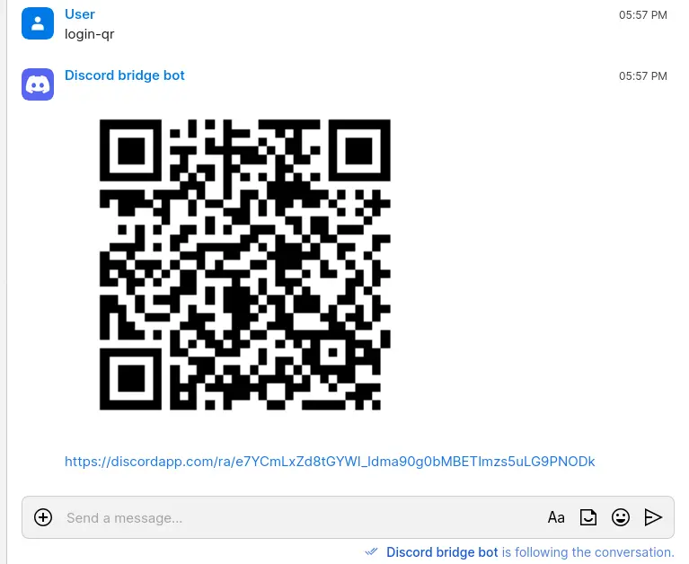 QR code for logging in