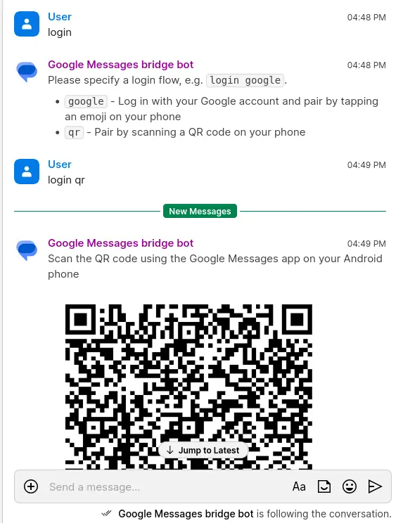 QR code for logging in