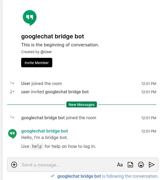 Confirmation message on the room