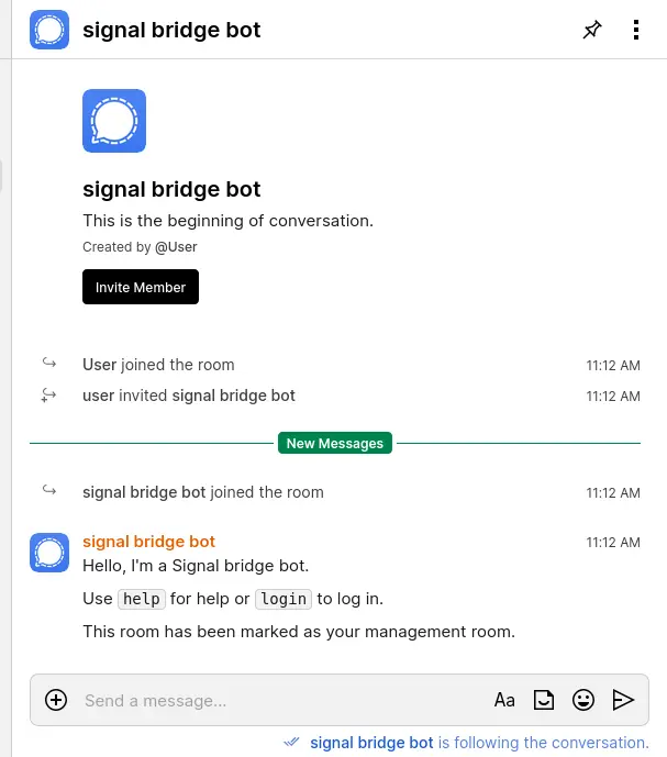 Confirmation message on the room