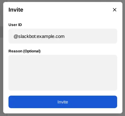 Invitation dialog to create a management room