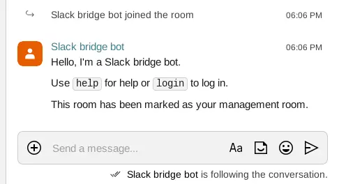 Confirmation message on the room