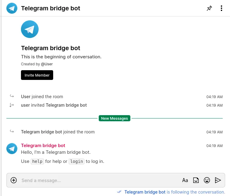 Confirmation message on the room