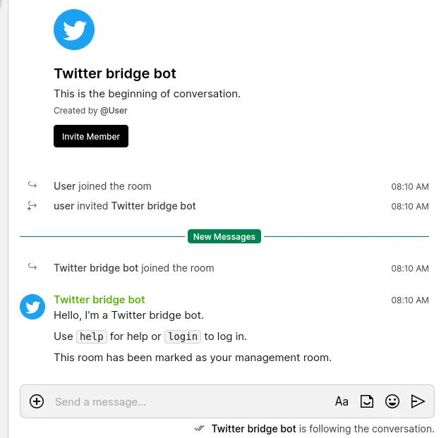 Confirmation message on the room