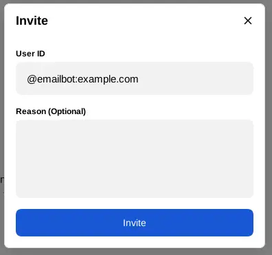 Invitation dialog