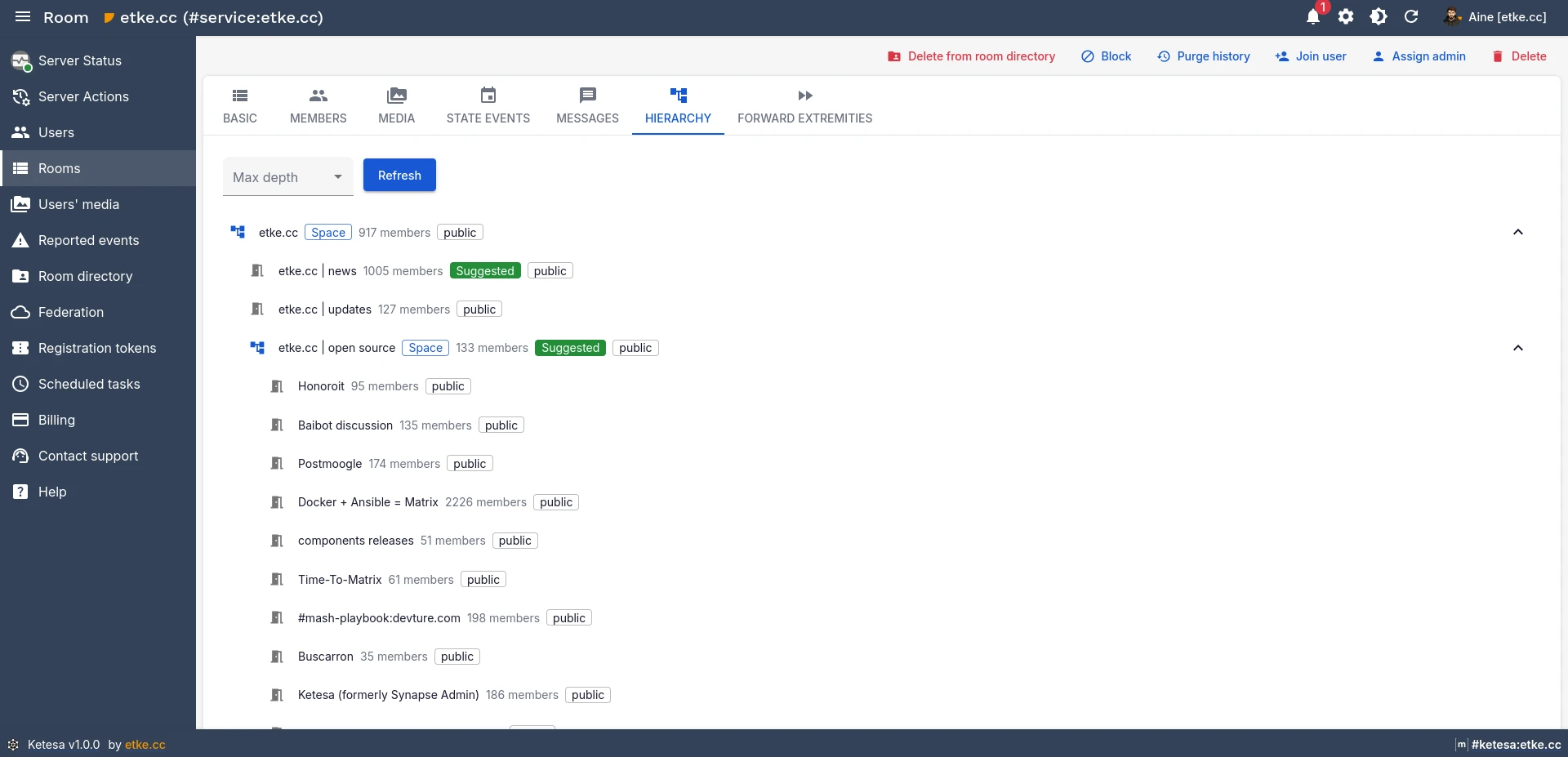 Ketesa Room Hierarchy (Spaces)
