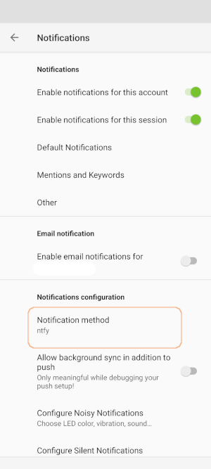 a matrix client app notification settings